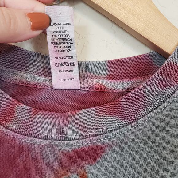 ID by Next Level Gray Tie Dye T-Shirt Unisex Women's Medium Casual Weekend Day - Picture 7 of 7
